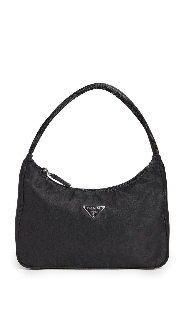 Review: PRADA Black Nylon Triangle Logo Accessory Pouch Handbag with…