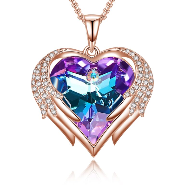 Review: Praelinos Angel Wing Heart Necklaces for Women White Gold…