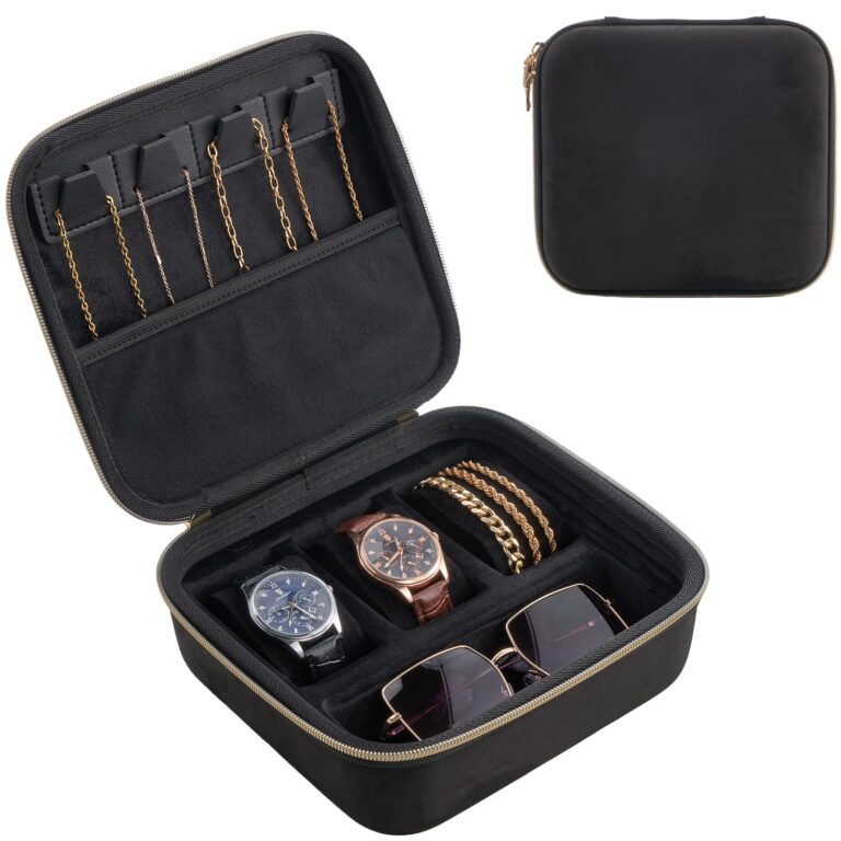 ProCase Mens Travel Jewelry Case, 3 Slots Watch Travel Case,…
