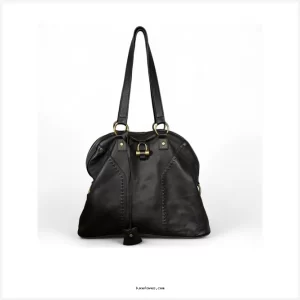 Yves Saint Laurent Black Extra Large Muse Leather Shoulder Bag Authentic Vintage