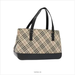 Burberrys Nova Check Shoulder Bag Canvas Beige Gold Auth ep8091