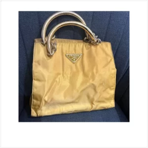 PRADA Nylon Tote Bag Yellow Chain Handle Authentic Women’s Fashion