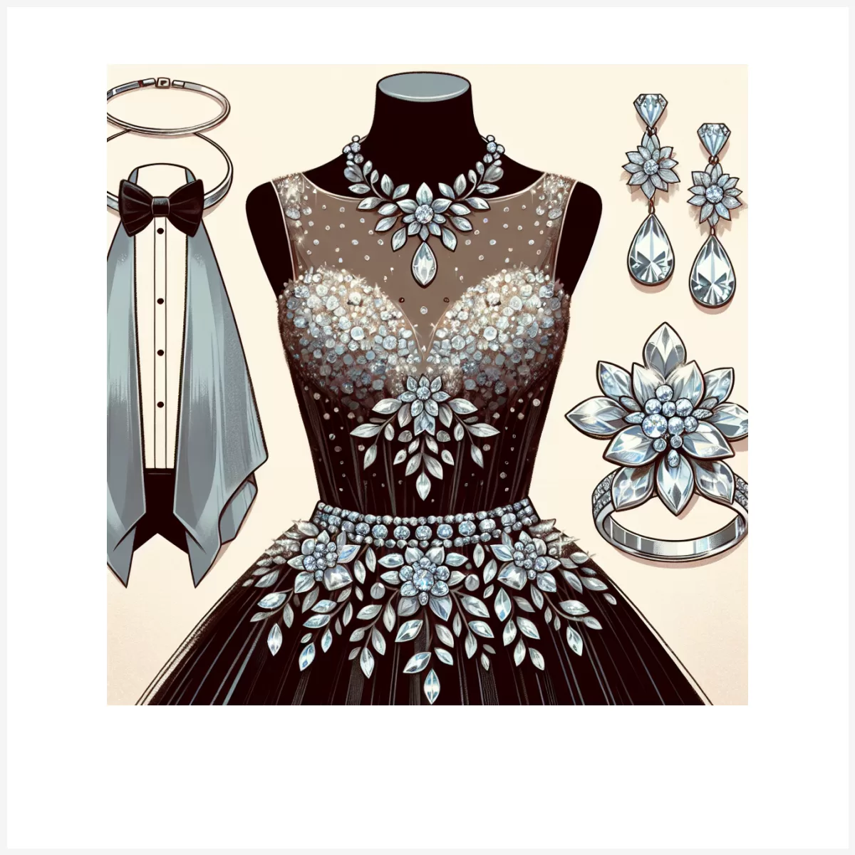 Wedding Jewelry Sets for Women Trendy Wedding Guest Dress Crystal Flower Necklace Earrings Set Sparkly Prom Dresses Formal Dresses for Women