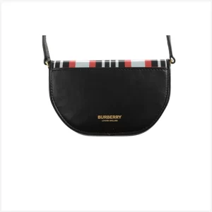 Burberry Unisex “Micro Olympia” Bright Red Checkered Leather Mini Bag