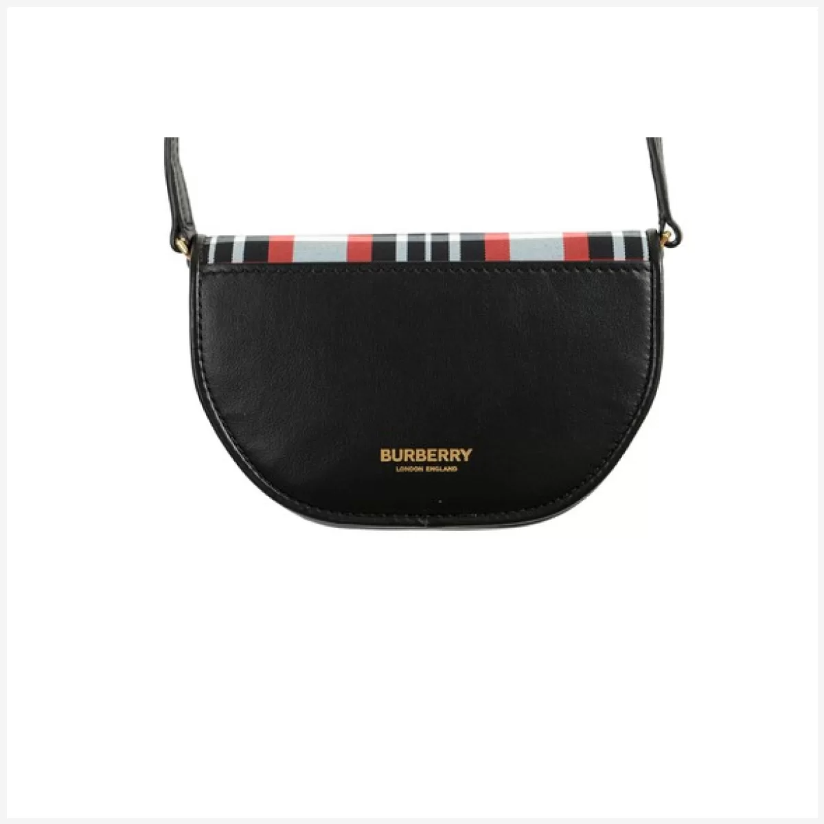 Burberry Unisex “Micro Olympia” Bright Red Checkered Leather Mini Bag