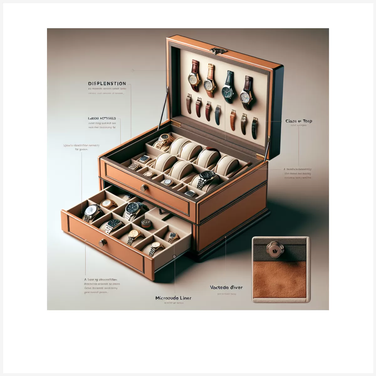 ROTHWELL 6 Slot Leather Watch Box with Valet Drawer – Luxury Watch Case Display Organizer, Microsuede Liner, Locking Mens Jewelry Watches Holder, Men’s Watch Storage Large Glass Top (Tan/Brown)