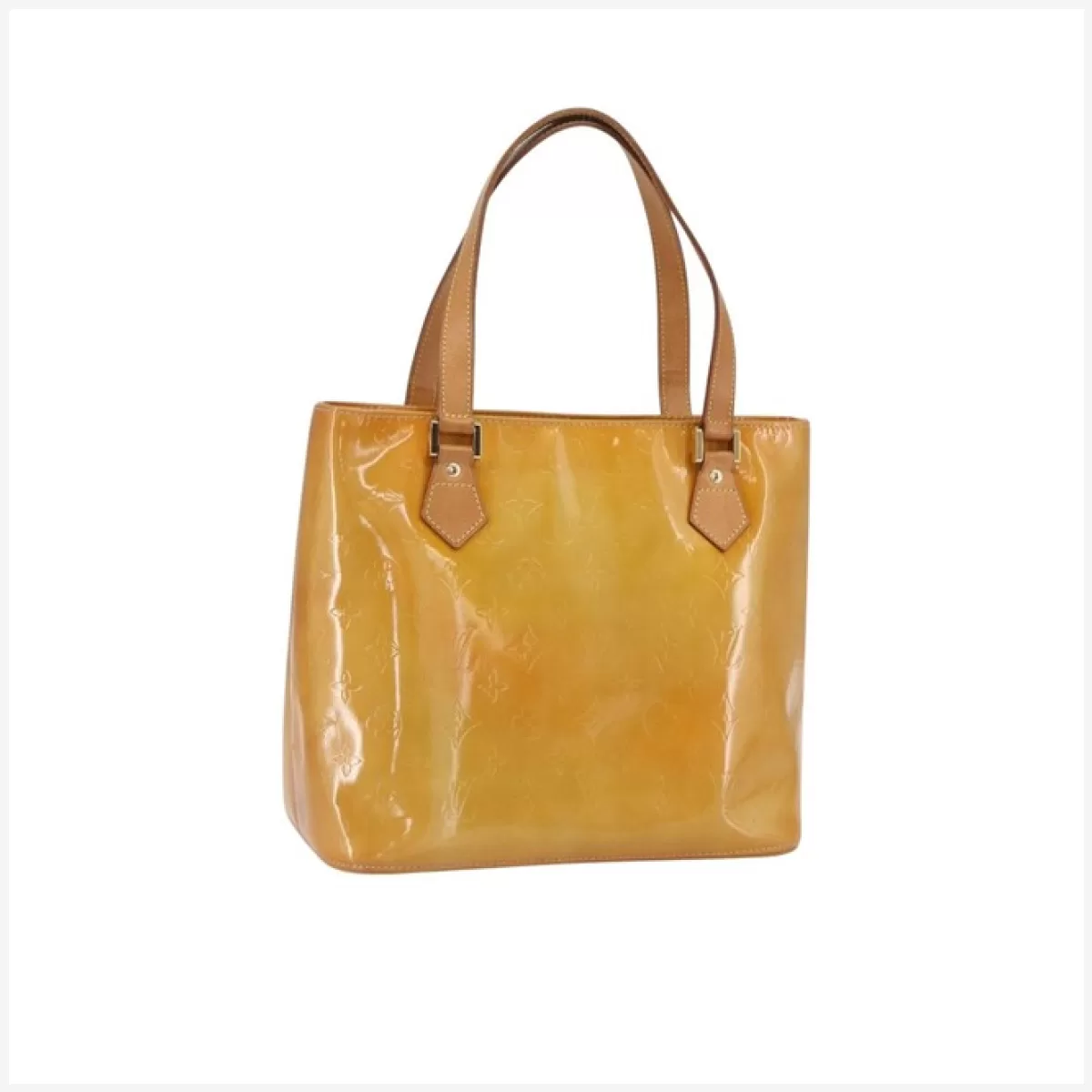 LOUIS VUITTON Monogram Vernis Houston Hand Bag Beige M91004 LV Auth 164367