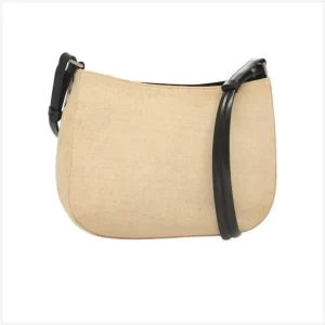 PRADA Shoulder Bag Canvas Beige Silver Auth bs27070