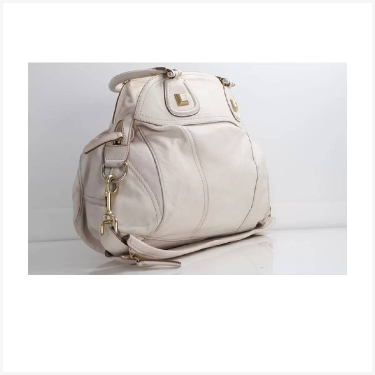 Vintage GIVENCHY Cream Leather Detachable Shoulder Strap Satchel Bag