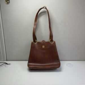 Authentic GIVENCHY Vintage Leather Shoulder Body Bag Purse Brown