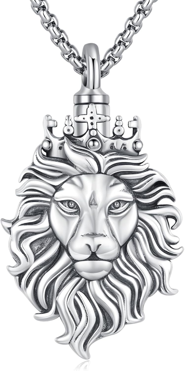 Lion Head Pendant Necklace for Men Women Crown King Lion Charm Jewelry Gift Chain Necklace for Mens Viking Protection Amulet Necklaces - Image 8