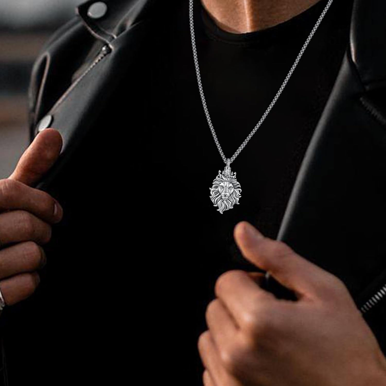 Lion Head Pendant Necklace for Men Women Crown King Lion Charm Jewelry Gift Chain Necklace for Mens Viking Protection Amulet Necklaces - Image 7