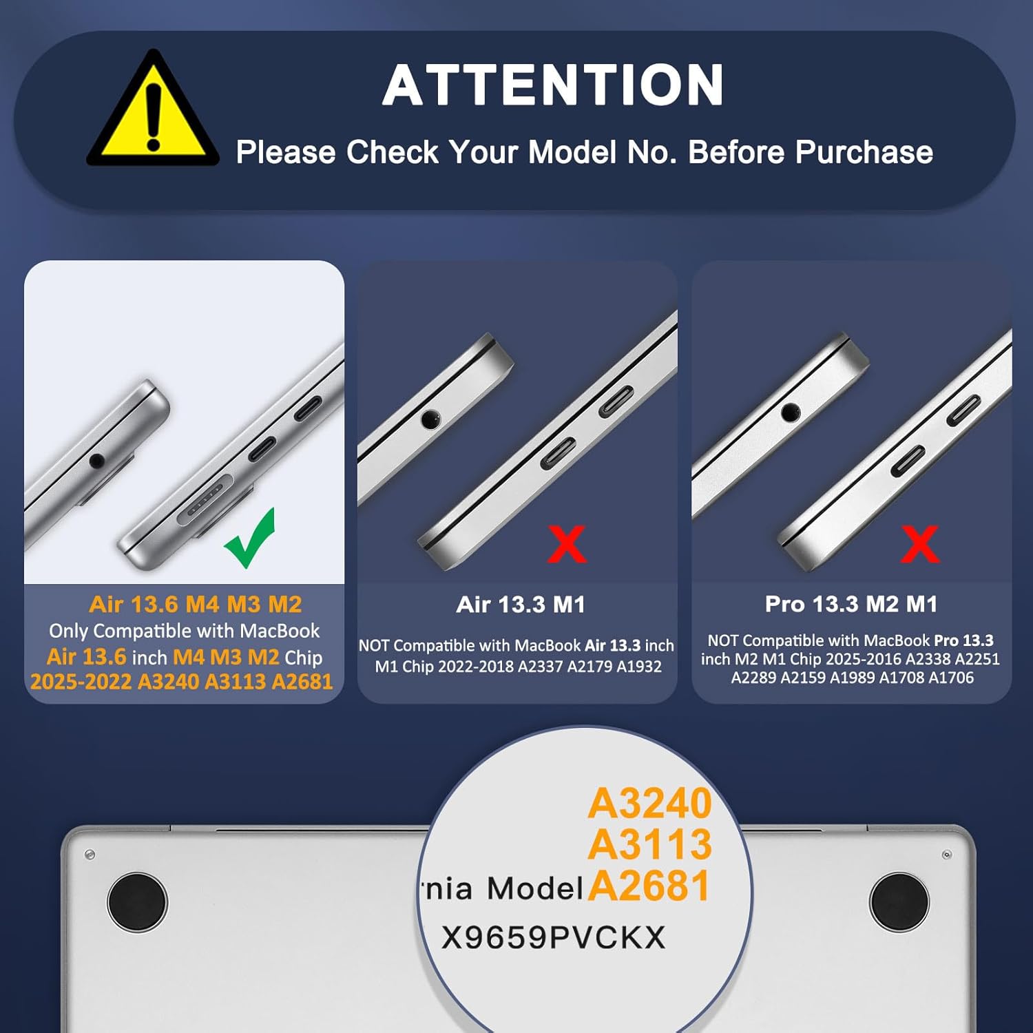 MOSISO Compatible with MacBook Air 13 inch Case 2026 2025 2024 2023 2022 M4 A3240 M3 A3113 M2 A2681,Plastic Hard Shell&Keyboard Cover&ScreenFilm&Type C for MacBook Air 13.6 inch Case, Crystal Clear - Image 2