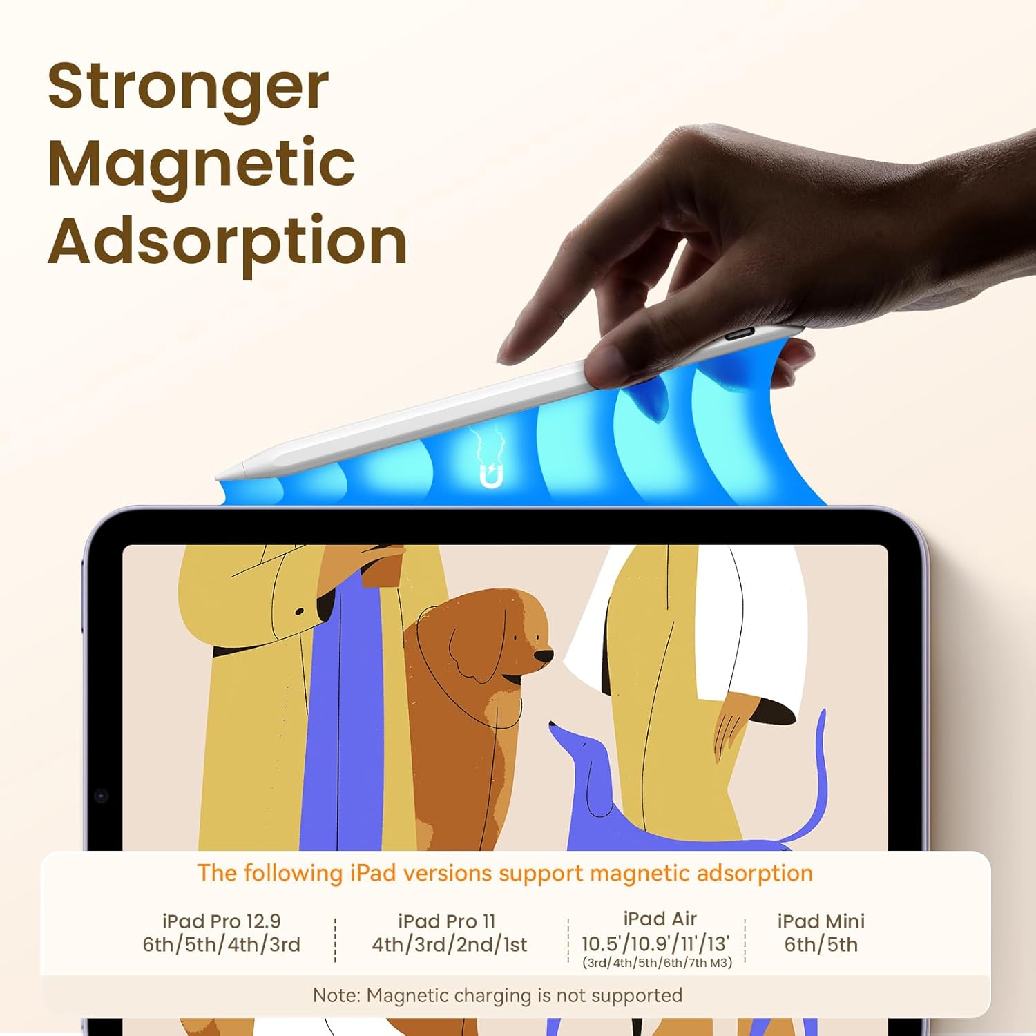 Stylus Pen for iPad(2018-2025)-13 Mins Fast Charge with Tilt Sensitivity & Palm Rejection for iPad 11/10/9/8/7/6th Gen, Air 7/6/5/4/3/M3/M2, Pro 13"/12.9"/11"/M4, Mini 7/6/5th,White - Image 4