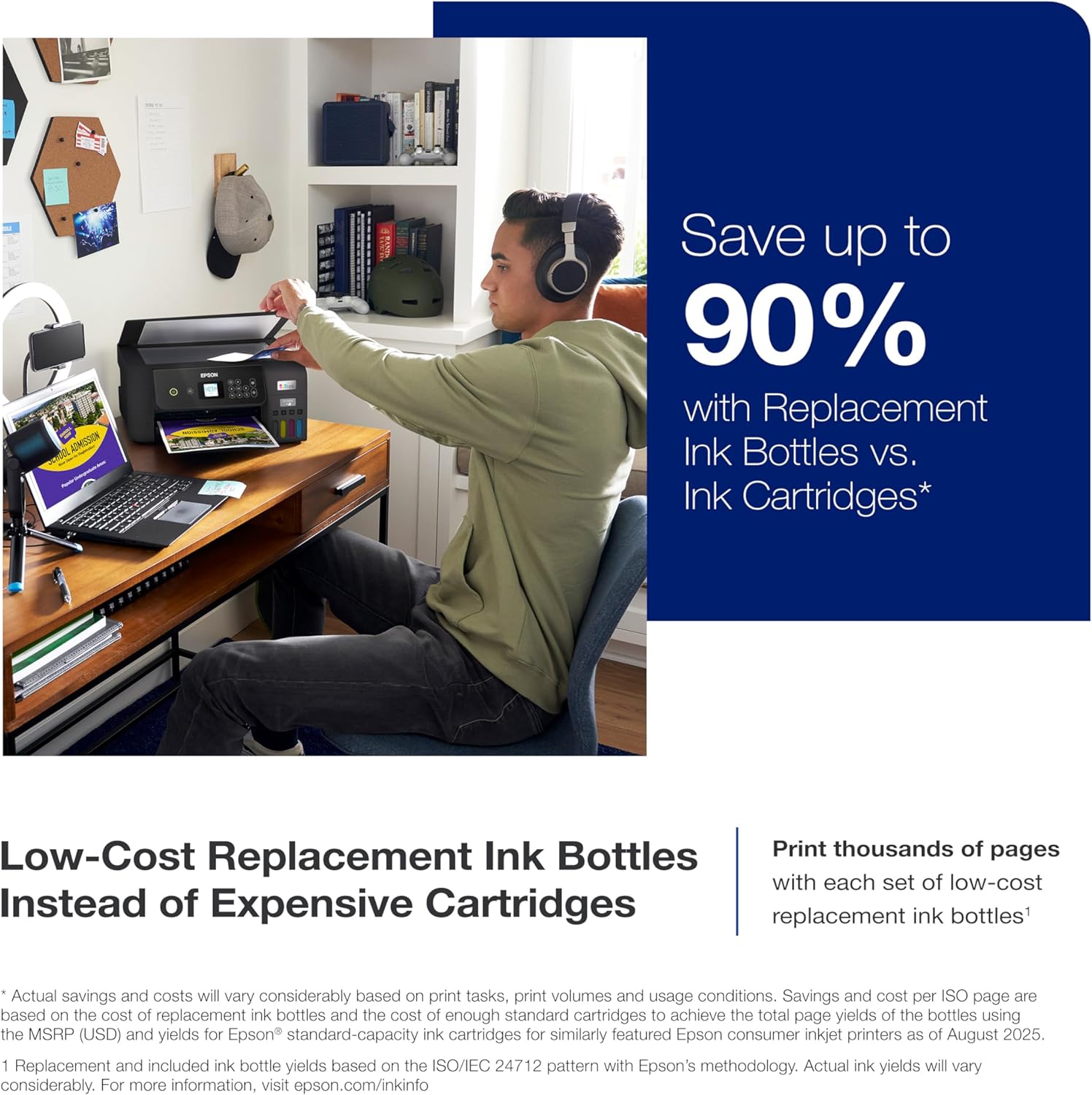 Epson EcoTank ET-2800 Wireless Color All-in-One Cartridge-Free Supertank with Scan and Copy, The Ideal Basic Home Printer - Black - Image 3