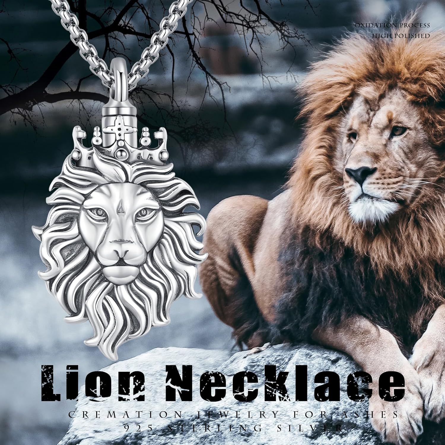 Lion Head Pendant Necklace for Men Women Crown King Lion Charm Jewelry Gift Chain Necklace for Mens Viking Protection Amulet Necklaces - Image 4