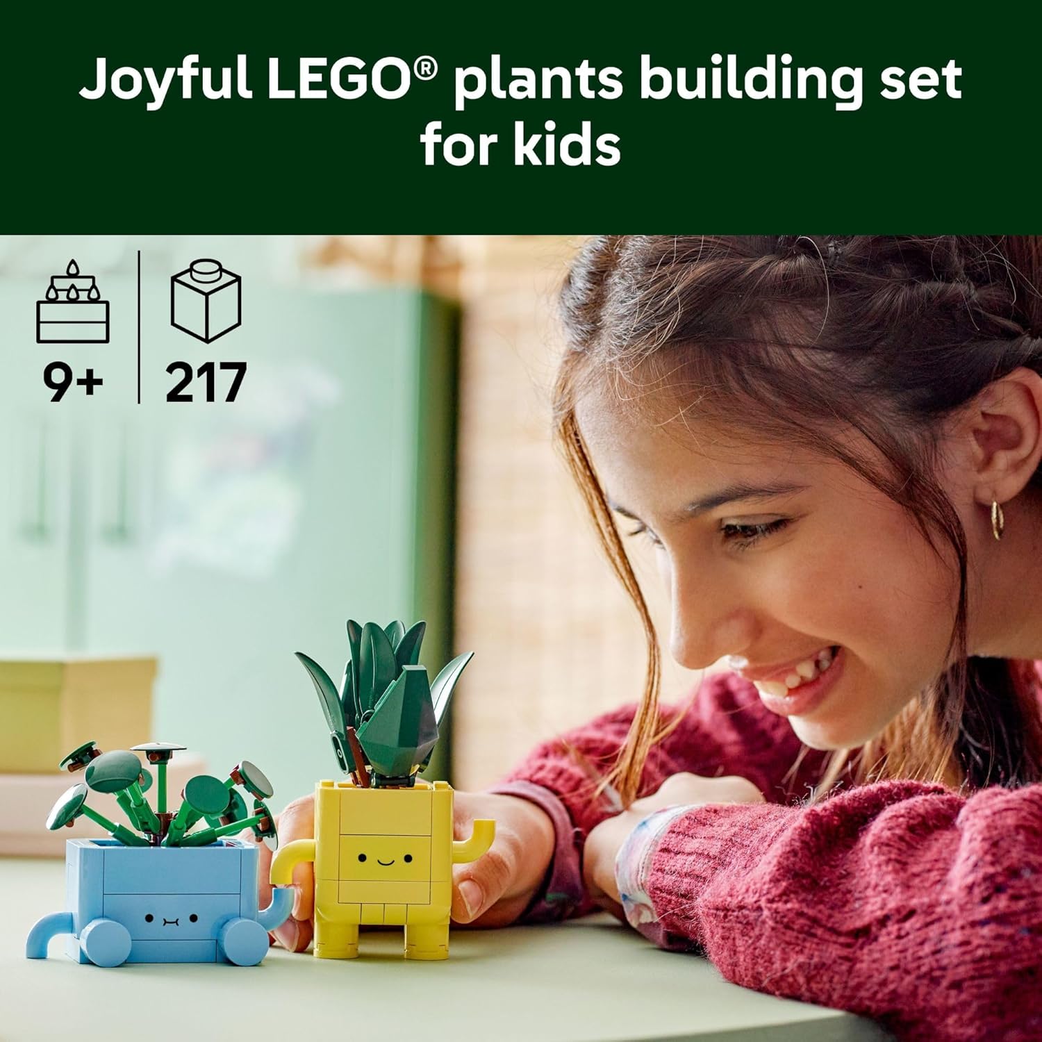 LEGO Botanicals Happy Plants Building Toy for Kids, Girls, and Boys 9+ - Playroom Decor for Desk or Shelf - Gift for Easter Basket - Artificial Indoor Plant for Play & Display - 10349 - Image 2