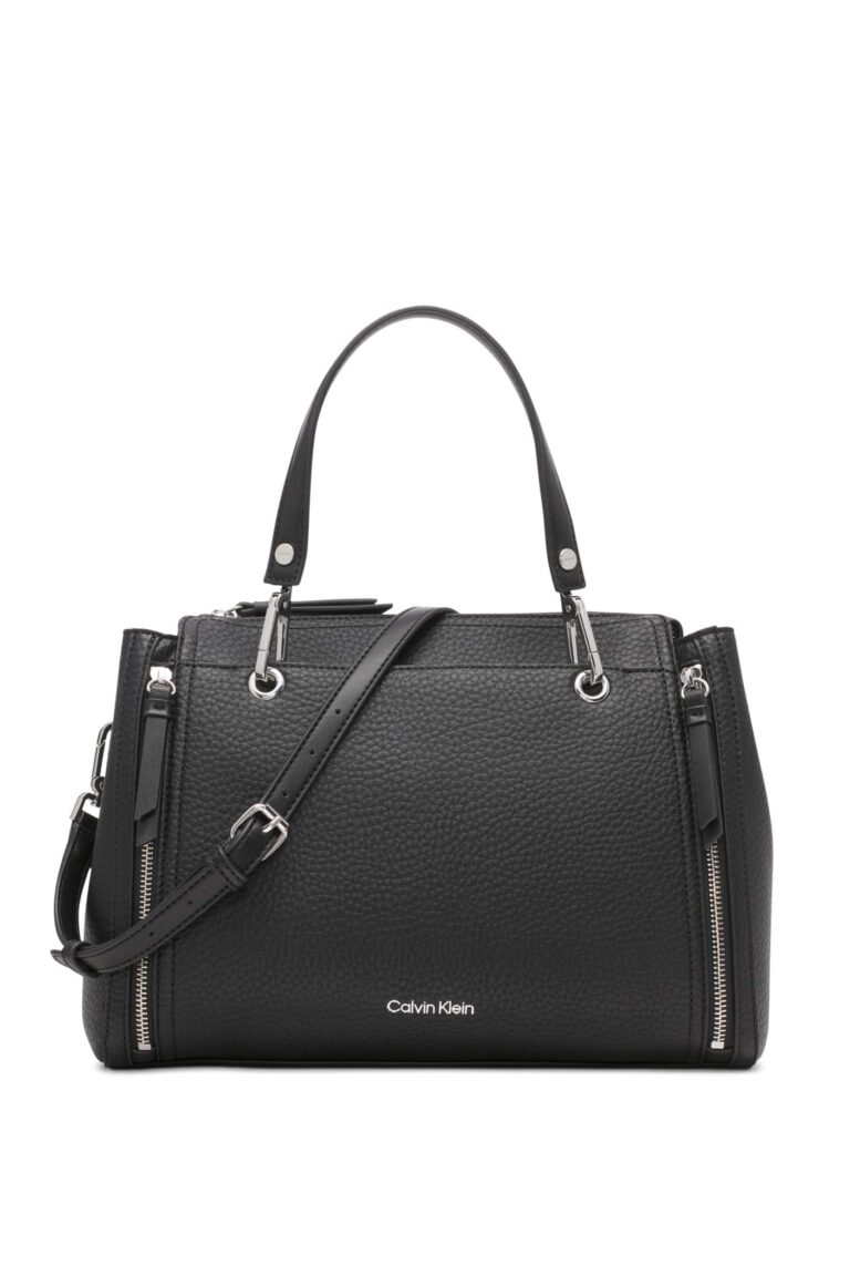 Calvin Klein Women’s Reyna North/South Tote, Black/Silver, One Size Purses…