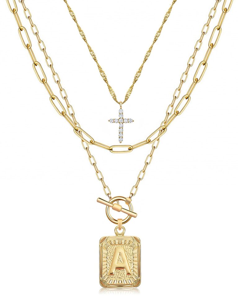 KissYan Gold Layered Necklace Set for Womens, 14K Gold Plated…