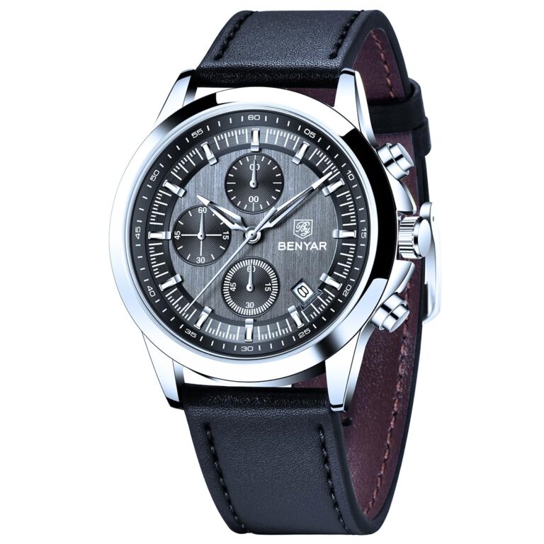 BENYAR Mens Watches Quartz Movement Chronograph Leather Strap Fashion Business…
