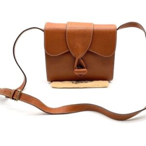 Auth Loewe Turn Lock Brown Leather Shoulder Bag W/Dustbag