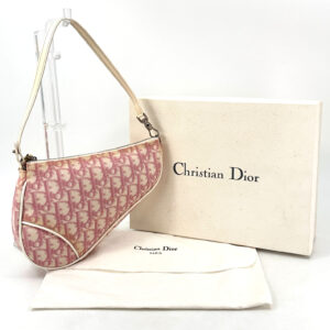 DIOR Pink Trotter Saddle Bag PVC Leather Purse Authentic