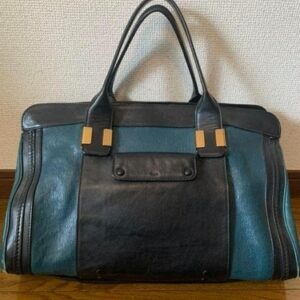 Authentic Chloe Alice Green Leather Hand bag Business Bag Men's