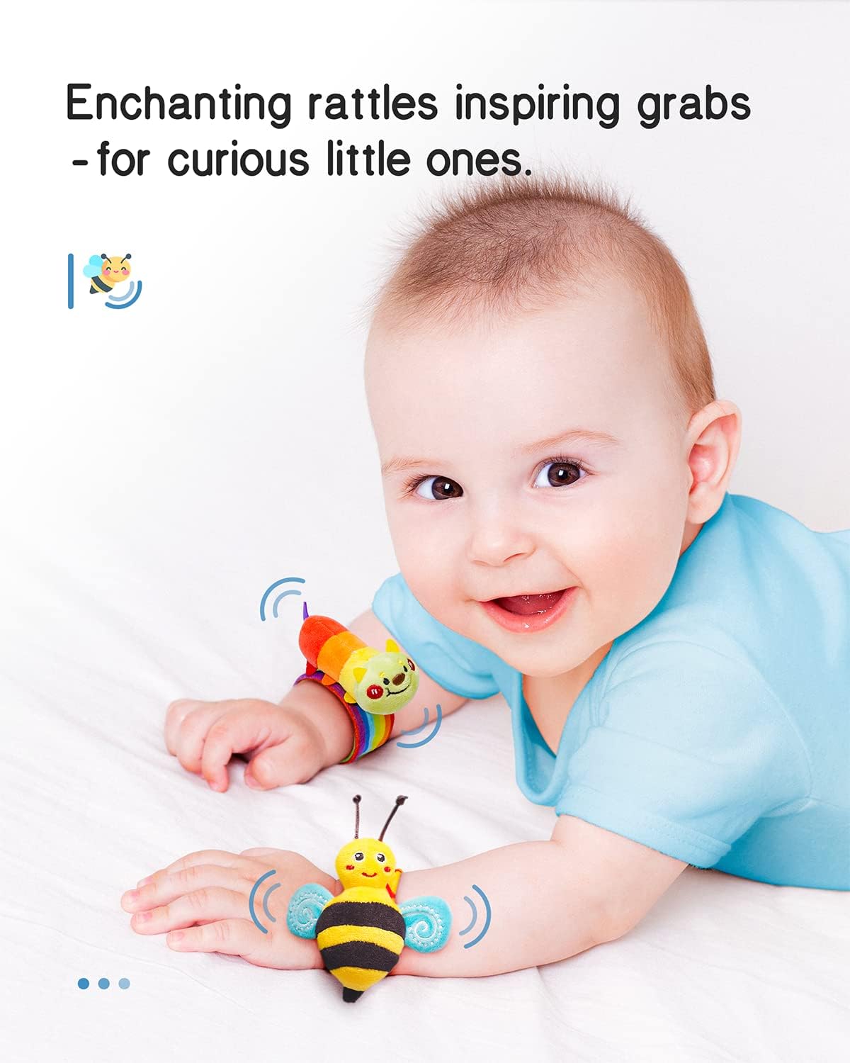 Infinno Baby Wrist Rattle Socks and Foot Finder Set, Perfect Baby Toys for 0-12 Months Newborn Boys and Girls As Infant Gifts, Garden Bug Series - Image 2