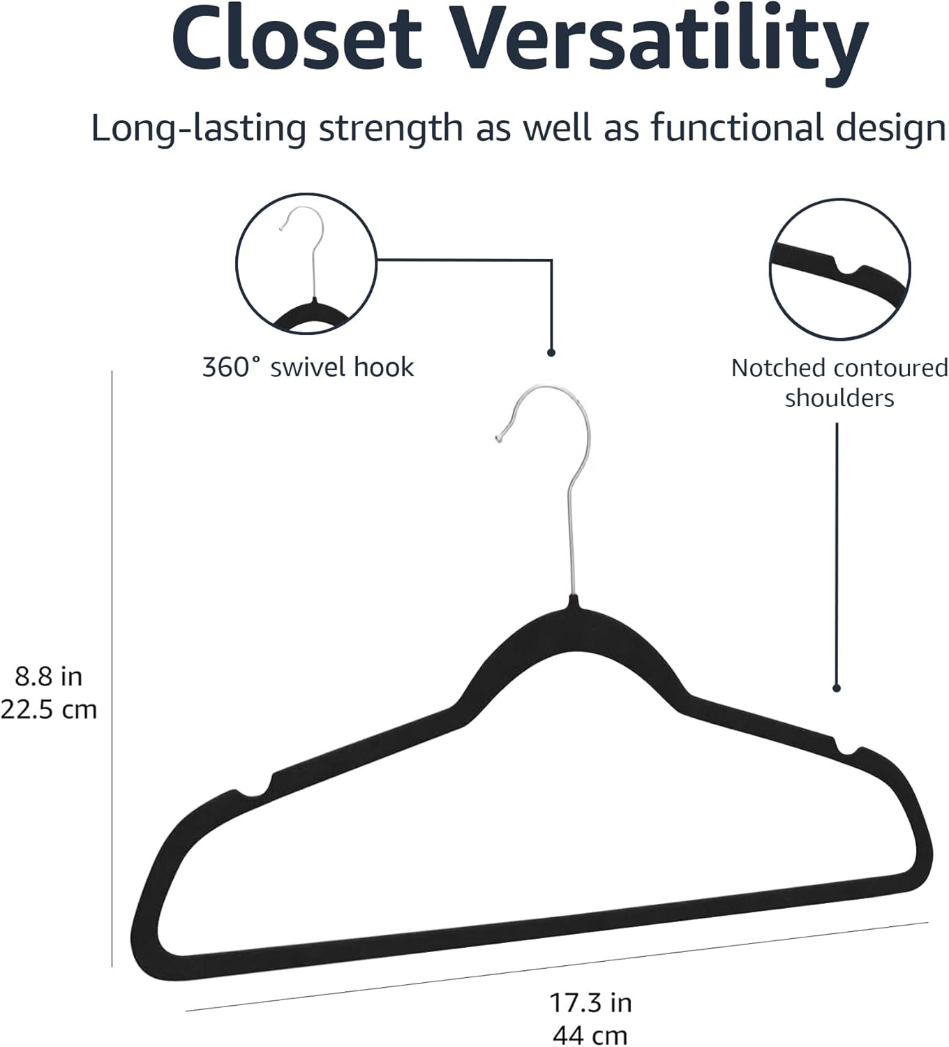 Amazon Basics Velvet Suit Hangers - 50-Pack, Black - Image 6