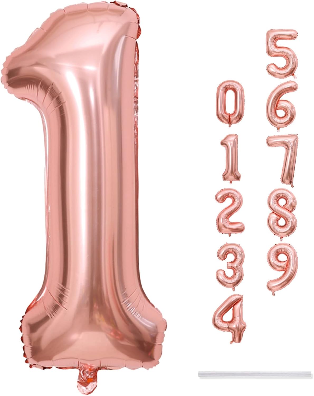 Rose Gold Foil Balloon Number 1, 101 cm XXL Number Balloon 1 for Children Numbers Balloon 1st Birthday Balloon 1 for Girls 1 Year Birthday Decoration Woman Anniversary Engagement Party Decoration, - Image 9
