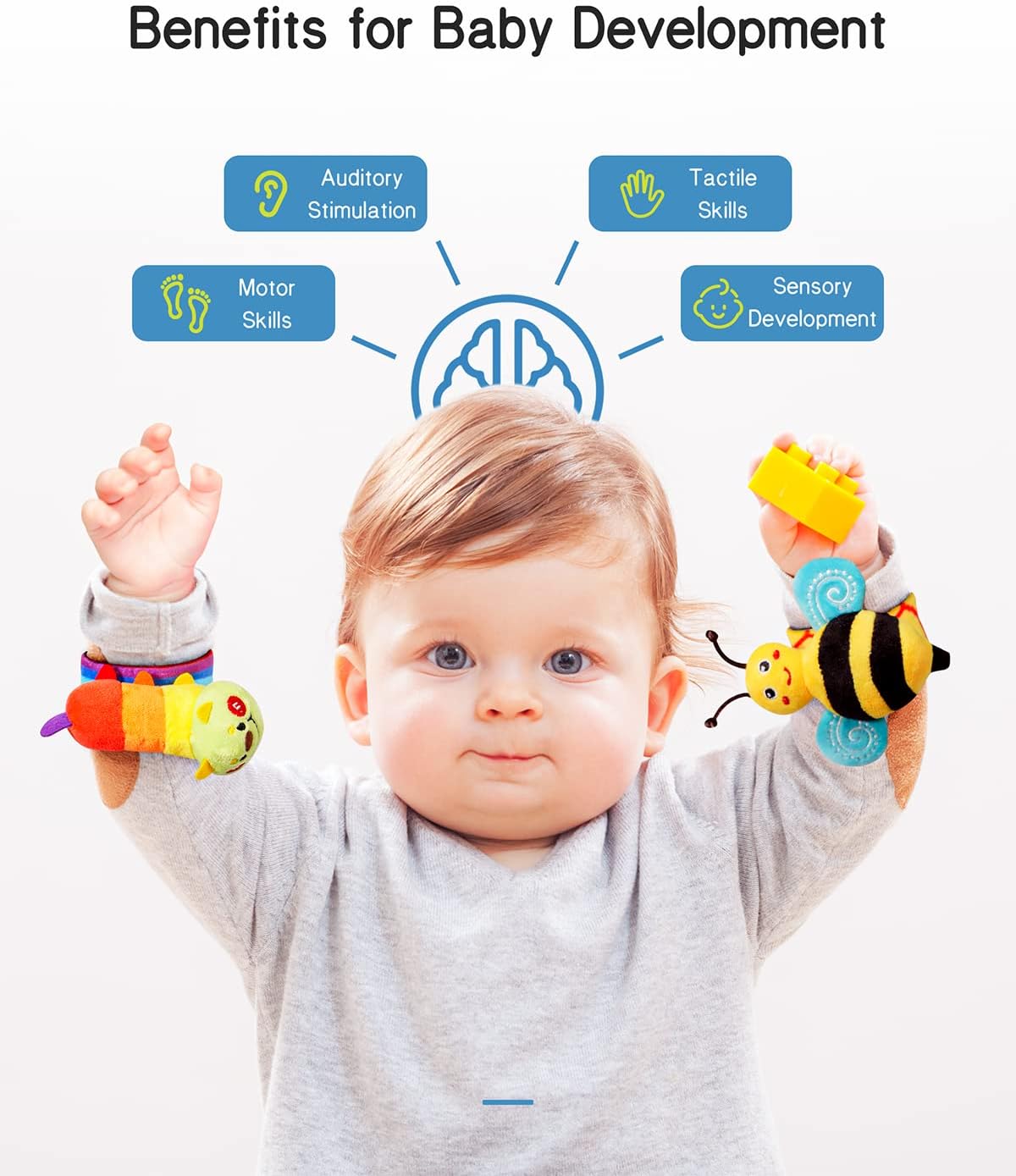Infinno Baby Wrist Rattle Socks and Foot Finder Set, Perfect Baby Toys for 0-12 Months Newborn Boys and Girls As Infant Gifts, Garden Bug Series - Image 4
