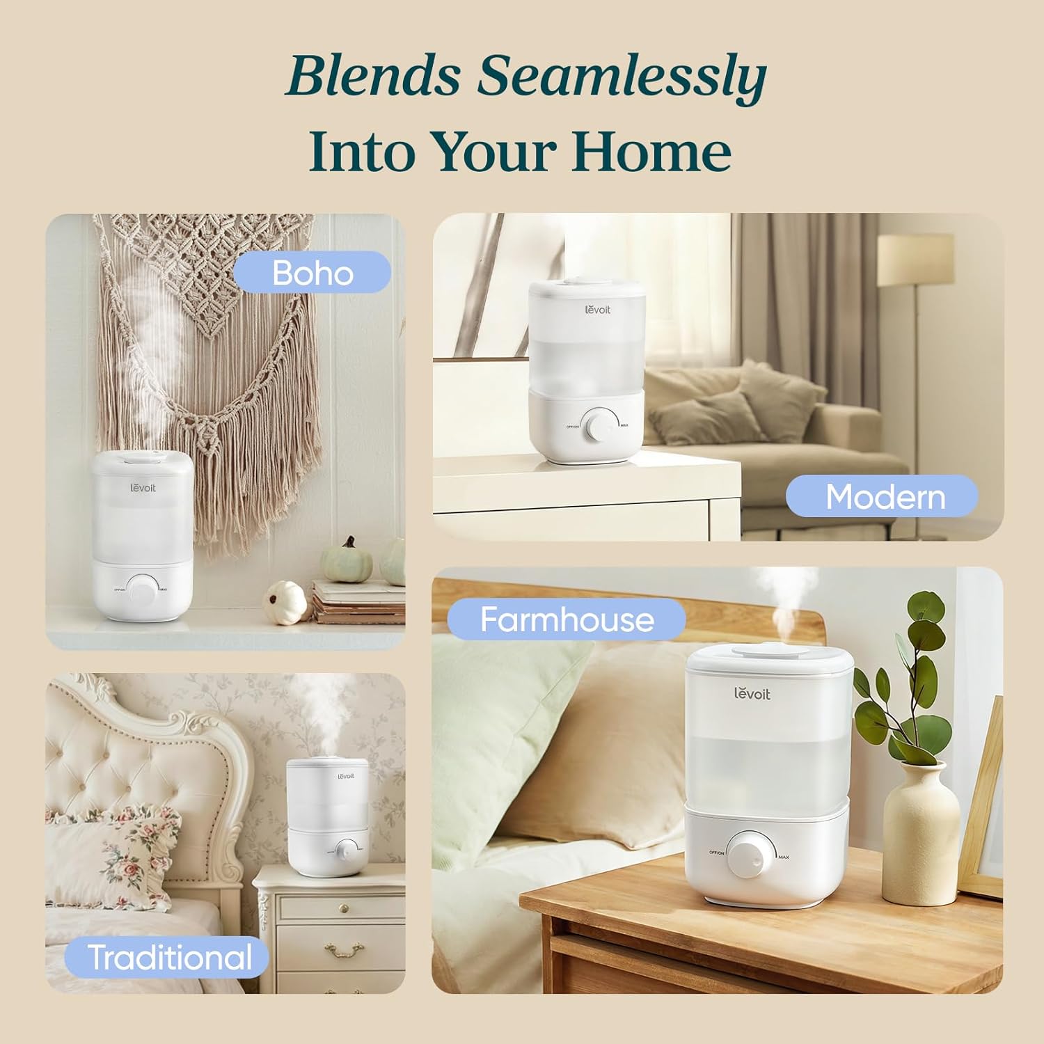 LEVOIT Humidifiers for Bedroom, 2.5L Top Fill Cool Mist Air Humidifier for Baby Nursery, Plants, Ultrasonic, Auto Shut-off, BPA Free, Quiet, Knob Control, 360° Nozzle - Image 8