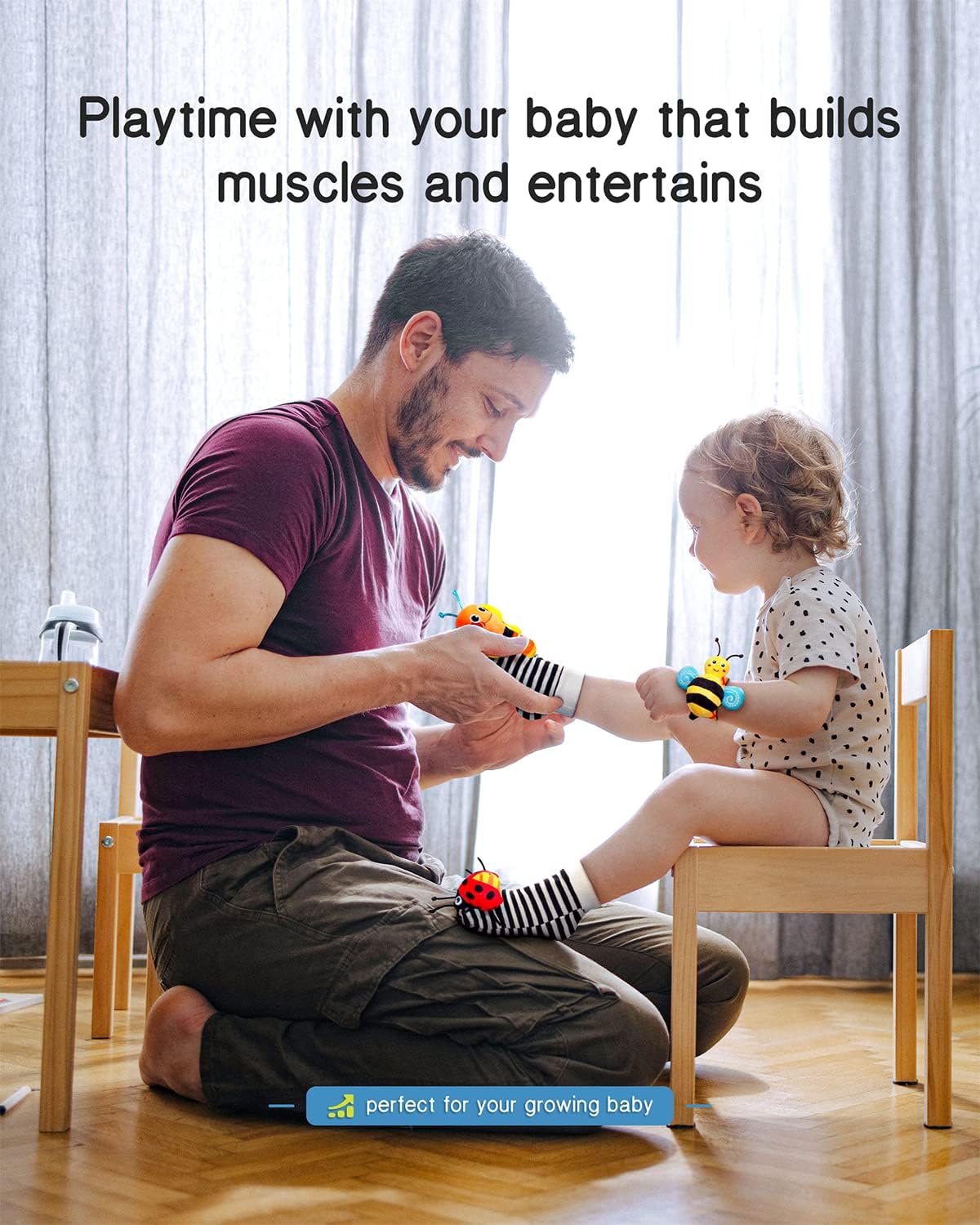 Infinno Baby Wrist Rattle Socks and Foot Finder Set, Perfect Baby Toys for 0-12 Months Newborn Boys and Girls As Infant Gifts, Garden Bug Series - Image 6