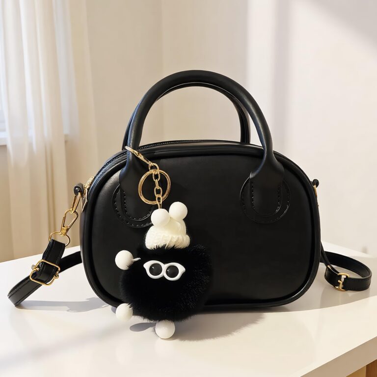 Review: CELINE Trio Shoulder Bag Crossbody Leather Black Large size……