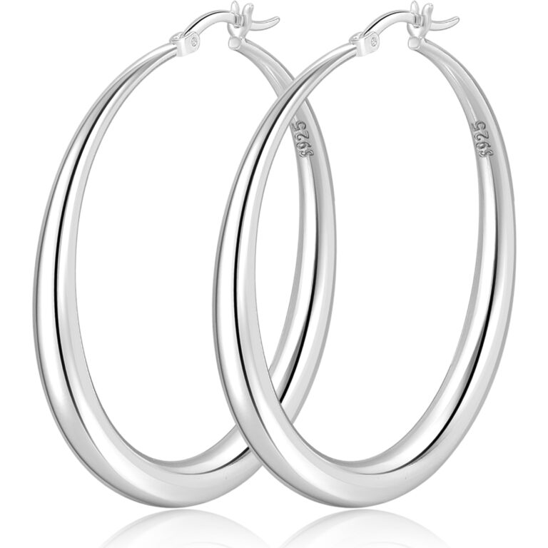 PABBEU S925 Sterling Silver Hoop Earrings Large Silver Hoop Earrings…