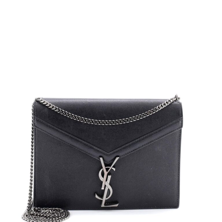 YSL Yves Saint Laurent Black And Gold Leather Crossbody Bag…