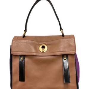 Saint Laurent Hand Bag Tote Purse Muse Two Leather Brown Authentic