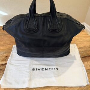 Givenchy Nightingale Large Tote Bag Black Leather Woven Strap w/ Dust Cover