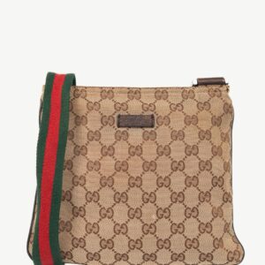 Gucci Beige GG Canvas Web-Strap Shoulder Bag