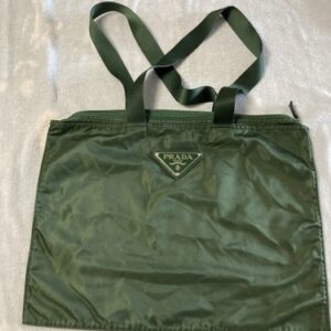 Prada Womens Nylon Shopping Bag Tote Forest Green Pre Owned