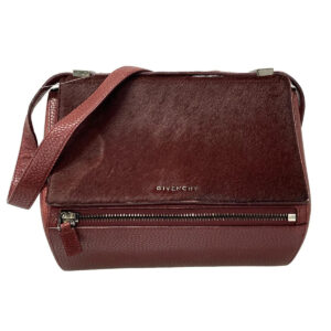 GIVENCHY Pandora Box Bordeaux Unborn Calf Leather Shoulder Bag
