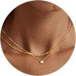 Gold Necklace, Dainty Gold Layered Gold Plated Diamond Necklaces Simple CZ Solitaire Pendant Necklace Cute Gold Cubic Zirconia Chain Choker for Women Trendy Girls Gold Jewelry Gift