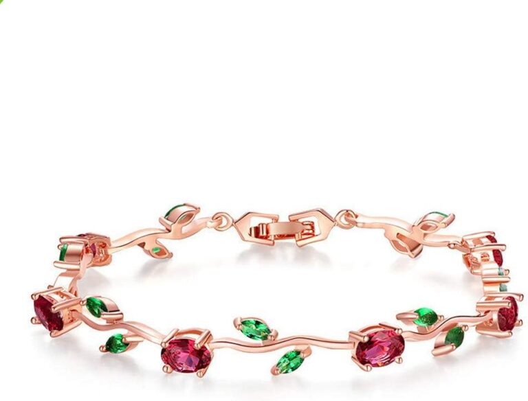 FEDONA 18k Rose Gold-Plated Sterling Silver Diamond Accent Two-Tone Gemstone Tennis Bracelet Diamond Bangle Bracelet