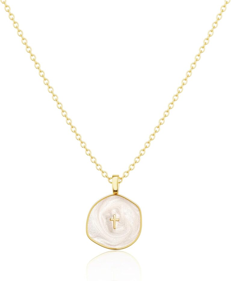 Tewiky Layered Disc Circle Choker Necklace 18k Gold Plated Double Lip Satellite Beaded Chain Necklace for Women Girls