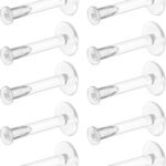 Bioflex Clear Earrings for Sports, Work, School, Surgery, MRI – Clear Piercing Jewelry Labret Studs for Ears, Cartilage, Helix, Tragus, Lip, Medusa, Monroe – Flat Push-In Plastic Earrings (16g, 18g