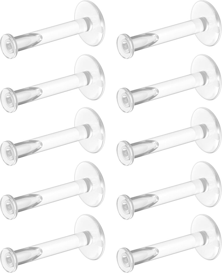 Bioflex Clear Earrings for Sports, Work, School, Surgery, MRI – Clear Piercing Jewelry Labret Studs for Ears, Cartilage, Helix, Tragus, Lip, Medusa, Monroe – Flat Push-In Plastic Earrings (16g, 18g
