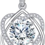 InfinityLove Heart Pendant Necklaces for Women, 2-5 Carat Moissanite Heart Necklace, Anniversary Birthday Christmas Valentine Engagements Mothers Day Jewelry for Wife Her Girlfriend Mom