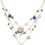 Betsey Johnson Women’s Necklaces Weave and Sew Woven Mixed Multi-Colored Bead Flower Heart Illusion Necklace