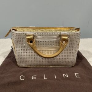 NWT VTG Authentic Celine WhiteSatin Swarovski Crystal Embellish Mini Boogie Bag