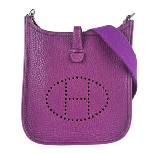 Auth HERMES Evelyn Amazon TPM Shoulder Bag Purple Taurillon Clemence - z9255